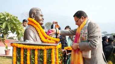 India News | Uttarakhand CM Dhami Pays Tribute to Former PM Vajpayee on His Birth Anniversary, Participates in Atal Smriti Vyakhyan Mala