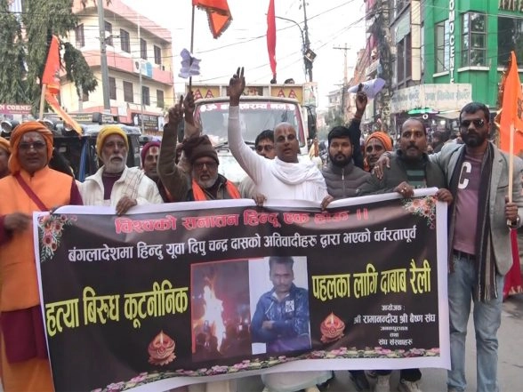 World News | Saints Come to Street in Nepal over Atrocities Against Hindu Minorities in Bangladesh