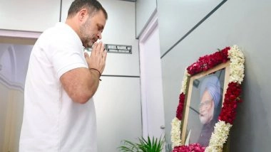 India News | Rahul Gandhi Pays Floral Tributes to Manmohan Singh on His First Death Anniversary