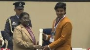 Sports News | Rising Indian Batter Vaibhav Suryavanshi Felicitated with 'Pradhan Mantri Rashtriya Bal Puraskar' by President Murmu
