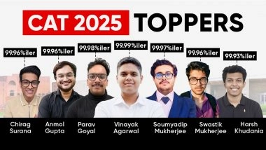 Business News | CAT Toppers List 2025: CAT 2025 Result, Check Topper's Name and Percentile Here
