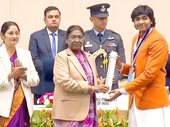 World News | President Murmu Honours Seven Summits Achiever Vishwanath Karthikey with PM Bal Puraskar