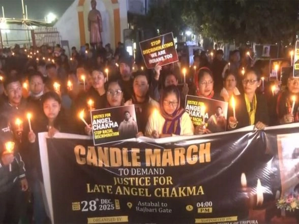 India News | Tripura: TISF Holds Candle March in Agartala, Demanding Justice for Angel Chakma