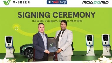 Business News | V-GREEN and Roadgrid India Announce Strategic Collaboration to Expand Fast Electric Vehicle Charging Infrastructure Across India