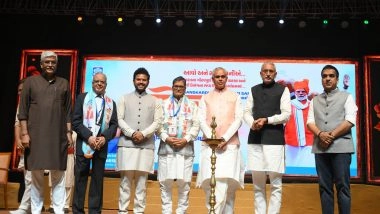 Business News | Shri Acharya Devvrat, Governor of Gujarat, and Union Ministers Shri Kinjarapu Ram Mohan Naidu & Gajendra Singh Shekhawat Grace Namotsav at Sanskardham