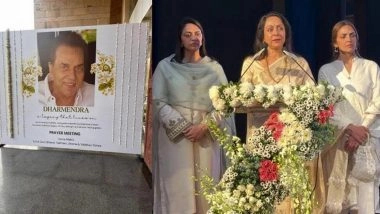 Dharmendra Prayer Meet in Delhi: Hema Malini Gives Emotional Speech (Watch Video)