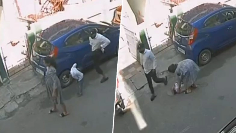 Bengaluru Child Assault Horror: Man Violently Kicks Boy in Thayagarajanagar, Arrested and Later Released on Bail (Disturbing CCTV Video)