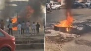 Bhiwandi Fire: Speeding Truck Catches Fire in Maharashtra's Thane, Driver's Quick Response Averts Major Tragedy (Watch Video)