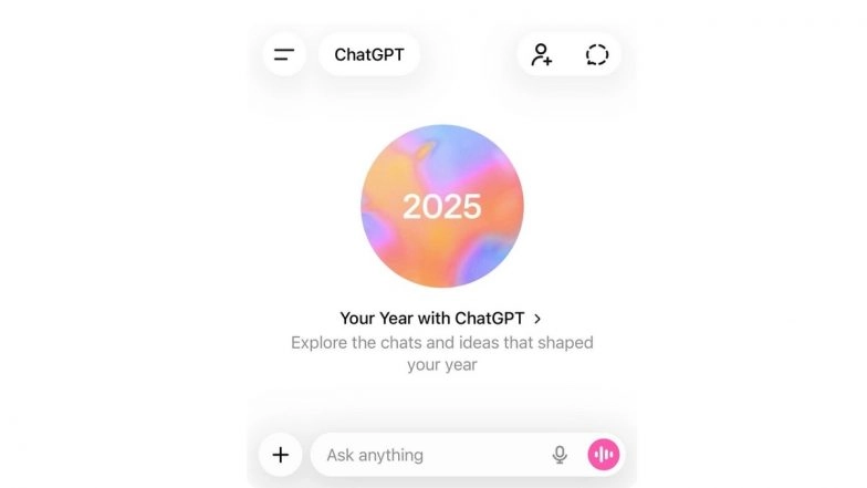 OpenAI Launches 'Your Year with ChatGPT' Feature, Allows Users to Get Personalised Recap of 2025 AI Interactions, Messages, Images, and More