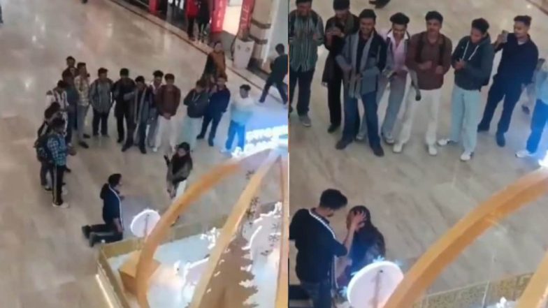 Ghaziabad Mall Proposal Goes Viral: Woman Says ‘Yes’ After Boyfriend Proposes With Sindoor Publicly at Gaur Central Mall, Video Draws Mixed Reactions