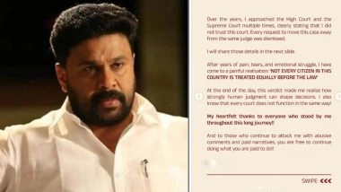Dileep Acquittal: Malayalam Actress, Sexual Assault Survivor, Reacts to Case Verdict, Notes Reasons Why She Lost Faith in Trial Court (See Post)