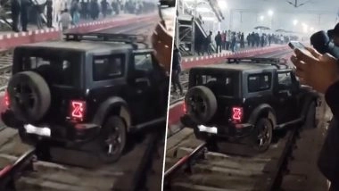 'National Disaster Vehicle Showed Up Instead of Train': Man Drives SUV on Railway Track at Dimapur Railway Station in Nagaland, Driver Arrested (Watch Video)