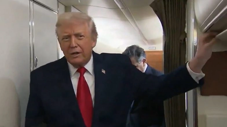 Donald Trump Hit by Bathroom Door on Air Force One Moments After Praising US Aircraft, Video Goes Viral