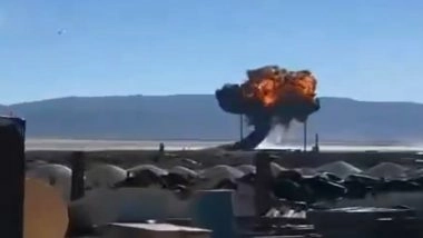Jet Crash Caught on Camera: US Air Force Thunderbird Pilot Ejects Safely After F-16C Fighting Falcon Aircraft Crashes During Training Mission in California (Watch Video)