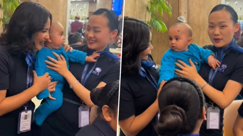 IndiGo Flight Cancellations: Flight Attendants Play With Passenger's Toddler Amid Flight Disruptions, Passenger Says 'Finding Joy in Little Things Matters the Most' (Watch Video)