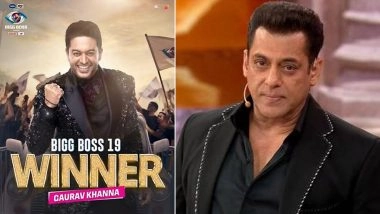‘Bigg Boss 19’ Grand Finale: Gaurav Khanna Declared Winner With INR 50 Lakh Prize Money, Salman Khan Breaks Down in Tears While Paying Tribute to Dharmendra