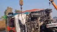 Haryana Road Accident: 4 Killed, Several Others Injured After Truck Rams Car, Bike and Bus on National Highway 44 in Karnal (Watch Video)
