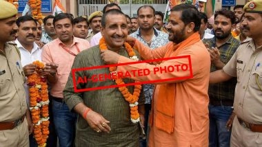 Was Unnao Rape Convict Kuldeep Singh Sengar Given 'Grand Welcome' After His Release From Jail? Viral Photo Is AI-Generated Image, Reveals Fact Check