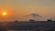 Navi Mumbai International Airport Begins Operations; First IndiGo Flight From Bengaluru Receives Water Cannon Salute (Watch Videos)