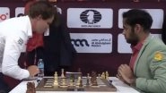 Magnus Carlsen Slams Table in Frustration After Losing Against Arjun Erigaisi In Ninth Round of World Blitz Championship 2025 (Watch Video) Magnus Carlsen Slams Table in Frustration After Losing Against Arjun Erigaisi In Ninth Round of World Blitz Championship 2025 (Watch Video)
