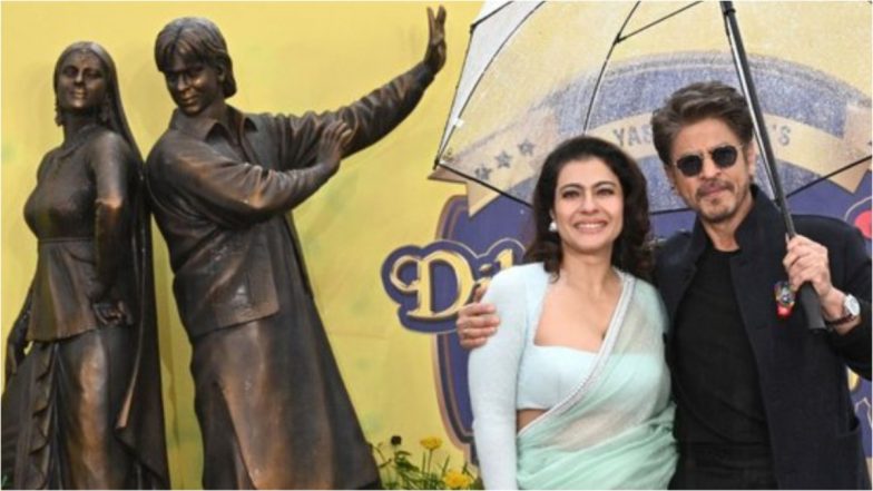 &lsquo;DDLJ&rsquo; 30th Anniversary: Shah Rukh Khan and Kajol Unveil Raj and Simran&rsquo;s Bronze Statue at London&rsquo;s Leicester Square