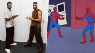 Mohammed Siraj and AP Dhillon Recreate the 'Spider-Man Pointing Meme' As They Meet During One Tour of India Concert in Pune (See Pic) Mohammed Siraj and AP Dhillon Recreate the 'Spider-Man Pointing Meme' As They Meet During One Tour of India Concert in Pune (See Pic)