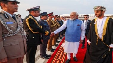 PM Narendra Modi Receives Rousing Welcome From Indian Community in Oman's Muscat Amid Chants of 'Modi Modi' and 'Bharat Mata Ki Jai' (See Pics and Videos)