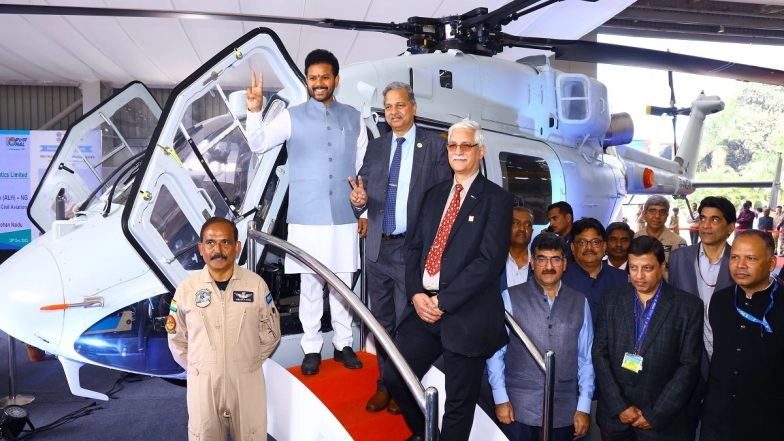 &lsquo;Aim To See HAL Choppers Flying Globally&rsquo;: Civil Aviation Minister Ram Mohan Naidu Flags Off Inaugural Flight of Dhruv NG Helicopter in Bengaluru (See Pics and Videos)
