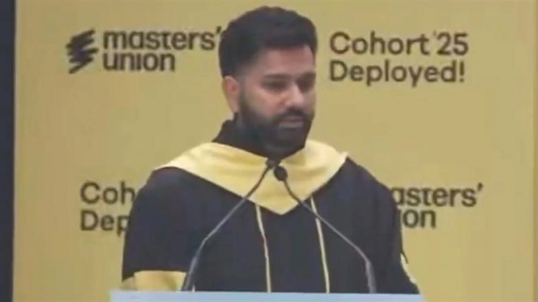 'Pata Nahi Kya Bola' Rohit Sharma Instantly Forgets Story About Tim Paine While Giving Speech After Getting Honorary Degree From Masters Union (Watch Video)