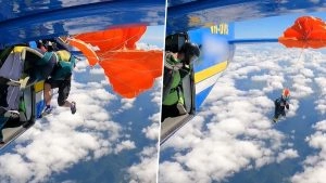 Skydiver Left Dangling 15,000 Feet in Air in Australia After His Snagged Handle Deploys Reserve Chute, Lands Safely After Deploying Main Parachute by Cutting All 11 Lines; Video Surfaces