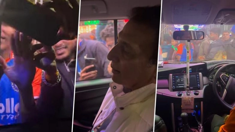 Crowd Surround Car Carrying Commentators Sunil Gavaskar and Mpumelelo Mbangwa As They Try to Click Pictures Following IND vs SA 1st T20I 2025 at Cuttack (Watch Video)