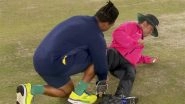 Umpire Rohan Pandit Gets Injured After Being Hit On Leg By Sanju Samson's Deflected Shot During IND vs SA 5th T20I 2025 (Watch Video)