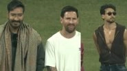 Ajay Devgn and Tiger Shroff Booed by Crowd During Lionel Messi’s Mumbai Event at Wankhede Stadium; Unexpected Moment Stuns Fans Amid G.O.A.T India Tour 2025 (Watch Video) Ajay Devgn and Tiger Shroff Booed by Crowd During Lionel Messi’s Mumbai Event at Wankhede Stadium; Unexpected Moment Stuns Fans Amid G.O.A.T India Tour 2025 (Watch Video)