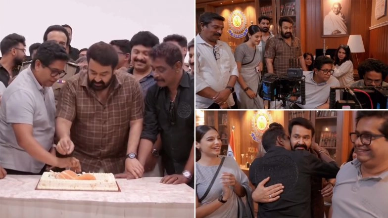 ‘Drishyam 3’: Mohanlal Wraps Up Shoot of Thriller Film, Celebrates Last Day With Team on Set (Watch Video)
