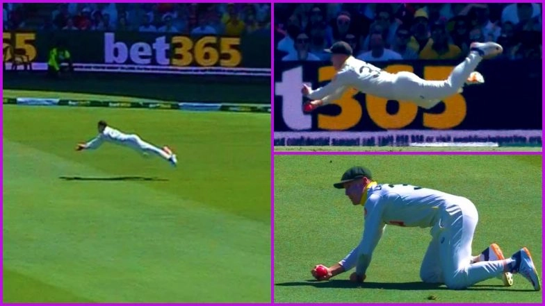 Marnus Labuschagne Catch Video: Watch Australian Cricketer Take A Stunning Catch To Dismiss Jofra Archer on Day Two of AUS vs ENG 2nd Ashes Test 2025-26