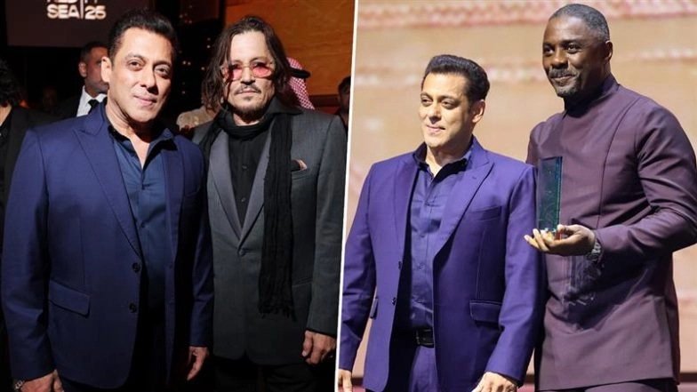 Red Sea Film Festival 2025: Salman Khan Poses with Johnny Depp, Honours Idris Elba on Global Stage (View Pics)