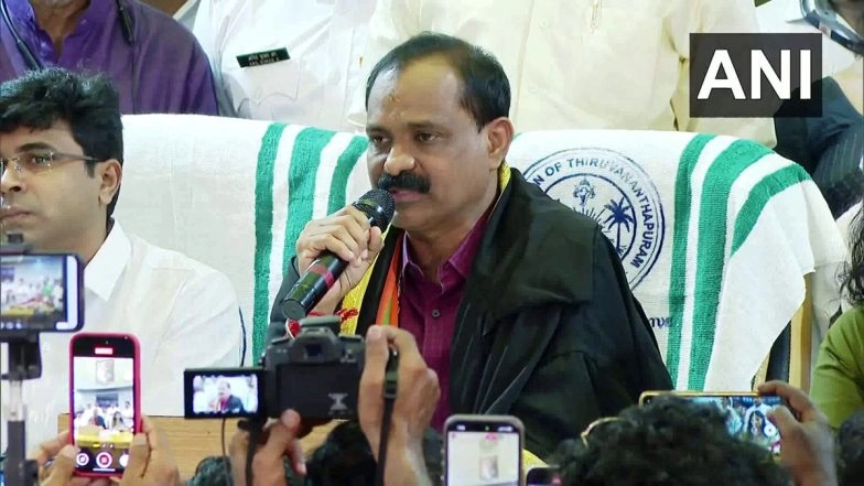 BJP Creates History in Kerala: VV Rajesh Elected Thiruvananthapuram Mayor After Poll Win (Watch Video)