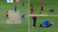 Rahmanullah Gurbaz Survives Injury Scare After Getting Hit on Jaw by Throw; Loses Helmet As He Collapses On Field During AFG vs WI 3rd T20I 2026 (Watch Video)