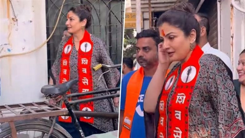 BMC Elections 2026: Raveena Tandon Backs Uddhav Thackeray’s Shiv Sena, Joins Campaign Drive in Mumbai (Watch Video)