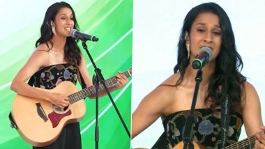 Cricketer Jemimah Rodrigues Strikes a Chord with Musical Performance at ‘United in Triumph’ Event in Mumbai (Watch Video)