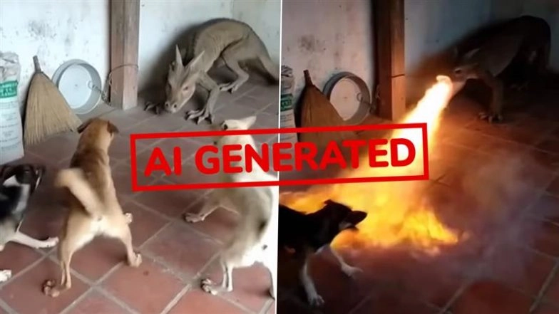 Did a Fire-Breathing ‘Dragon’ Enter a House in Chambal? Viral Video is AI-Generated, Reveals Fact Check