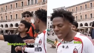 &lsquo;I&rsquo;m From India&rsquo;: YouTuber IShowSpeed Roasts Bangladeshi Fan in Viral Video Amid Recent Violence Against Hindu Minorities; Desi Netizens React, Say &lsquo;Give Him Aadhaar Card&rsquo; &ndash; WATCH