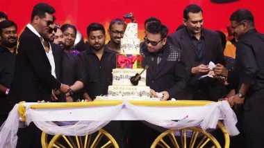 AR Rahman Celebrates His 59th Birthday Early With &lsquo;Moonwalk&rsquo; Team, Cuts Cake During Audio Launch of Prabhudeva&rsquo;s Upcoming Film (See Pic)