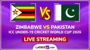 Zimbabwe vs Pakistan Live Streaming Online, ICC Under-19 Cricket World Cup 2026: How To Watch ZIM U19 vs PAK U19 Cricket Match Live Telecast on TV Zimbabwe vs Pakistan Live Streaming Online, ICC Under-19 Cricket World Cup 2026: How To Watch ZIM U19 vs PAK U19 Cricket Match Live Telecast on TV
