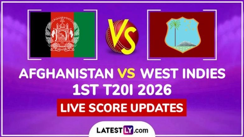 Afghanistan vs West Indies Live Score Updates of 1st T20I 2026: Get Toss Winner Result, Live Commentary and Full Scorecard Online of AFG vs WI Cricket Match