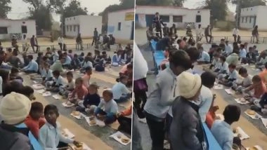 Maihar: Mid-Day Meal Served on Torn Paper During Republic Day Celebrations in Madhya Pradesh: School Principal Suspended After Video Goes Viral