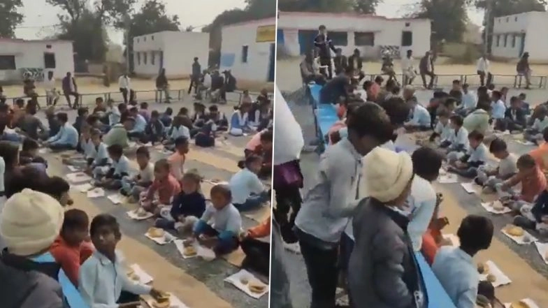 Maihar: Mid-Day Meal Served on Torn Paper During Republic Day Celebrations in Madhya Pradesh: School Principal Suspended After Video Goes Viral