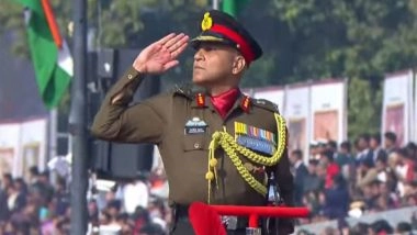 India Republic Day 2026: MI-17 Choppers Shower Petals, Commander Lieutenant General Bhavnish Kumar Leads Parade on Kartavya Path (Watch Videos)