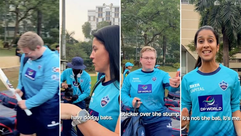 Is Jemimah Rodrigues’ Bat Illegal? Delhi Capitals Teammates Lizelle Lee, Chinelle Henry and Marizanne Kapp Check Indian Batter's Willow Ahead of WPL 2026 (Watch Video)