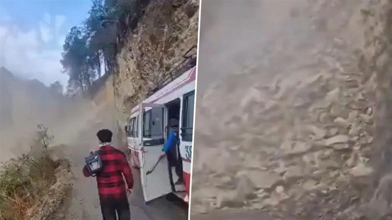 Mandi Landslide Video: Driver’s Alertness Saves Bus From Plunging Into Gorge, Clip Surfaces